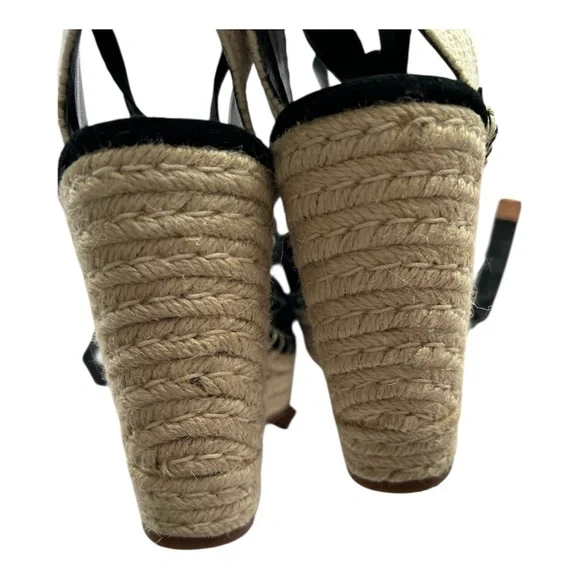 Vince Camuto Alindra Espadrille Wedge Black Excellent Size 6.5 - Picture 7 of 11